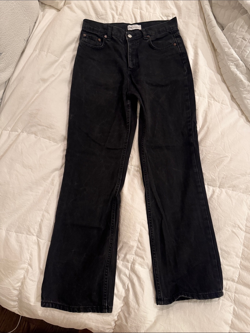 Black Zara High-Rise Straight Jeans